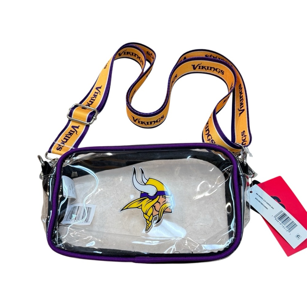Foco Minnesota Vikings NFL Team Stripe Clear Crossbody Bag Purse New